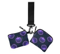 Carteras dobles personalizadas de neón fluorescente morado para mujer, fundas para tarjetas de visita, mini protector de tarjetas de identidad de moda con bolsillo con cremallera para damas, 2