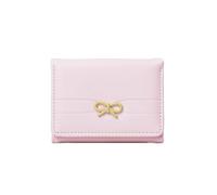 Carteras for niñas, Cartera pequeña con Lazo Bonito, Tarjetero estético, Monedero Triple clásico for Mujeres, Simple for Estudiantes(Pink)