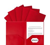 Carteras para documentos con bolsillos, paquete de 6 carpetas de plástico para papeles de carta, carpetas de almacenamiento de ABS con tarjetero de visita en varios colores (rojo)