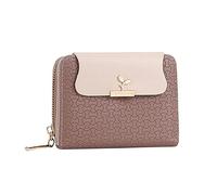 Carteras para hombre de moda para mujer, billetera corta de un solo color, con cremallera, múltiples compartimentos para tarjetas, bolso de embrague, marrón, talla única