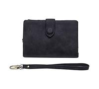 Carteras para hombre para tarjetas y billetes Cartera de mujer con bolsillo con cremallera y pulsera Monedero de tarjeta suave mate Monedero Dos Carteras Hombre, Negro , talla única