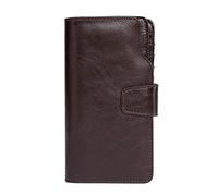 Carteras para Mujer Cartera de Cuero Masculino Carteras de Embrague Largas Vintage Genuinas Monedero con Cremallera Bolsos para teléfono Celular para Hombres Carteras (Color : Coffee Wallet)