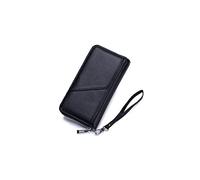 Carteras para Mujer Carteras de Cuero Genuino para Hombres Monedero con Cremallera con Puntas múltiples y Cuerda de Mano Famosas Carteras largas para Tarjetas de Visita (Color : Schwarz)