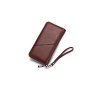 Carteras para Mujer Carteras de Cuero Genuino para Hombres Monedero con Cremallera con Puntas múltiples y Cuerda de Mano Famosas Carteras largas para Tarjetas de Visita (Color : Schwarz)