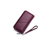Carteras para Mujer Carteras de Cuero Genuino para Hombres Monedero con Cremallera con Puntas múltiples y Cuerda de Mano Famosas Carteras largas para Tarjetas de Visita (Color : Schwarz)