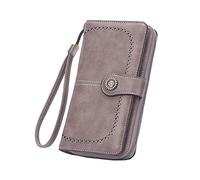 Carteras para mujer Fucsia Multifunción Gran Capacidad Cartera Bolso Teléfono Móvil Note 9 Billetera, gris, talla única