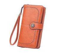 Carteras para mujer Fucsia Multifunción Gran Capacidad Cartera Bolso Teléfono Móvil Note 9 Billetera, naranja, talla única