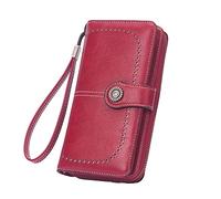 Carteras para mujer Fucsia Multifunción Gran Capacidad Cartera Bolso Teléfono Móvil Note 9 Billetera, rojo, talla única