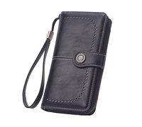 Carteras para mujer Fucsia Multifunción Gran Capacidad Cartera Bolso Teléfono Móvil Note 9 Billetera, Negro , talla única
