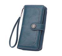 Carteras para mujer Fucsia Multifunción Gran Capacidad Cartera Bolso Teléfono Móvil Note 9 Billetera, azul, talla única