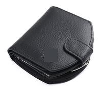 Carteras para Mujer Titular de la Tarjeta Cremallera de Cuero para Mujer Bolsa de Dinero de Tres Pliegues Cartera Corta con Hebilla pequeña Negra Vintage para Hombre (Color : Schwarz)