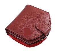 Carteras para Mujer Titular de la Tarjeta Cremallera de Cuero para Mujer Bolsa de Dinero de Tres Pliegues Cartera Corta con Hebilla pequeña Negra Vintage para Hombre (Color : Schwarz)