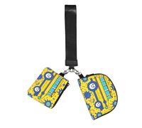 Carteras pequeñas con estampado de autobús escolar para mujer, llavero de doble bolsa, bolsa de muñeca para deportes al aire libre, bolsa de muñeca con cremallera