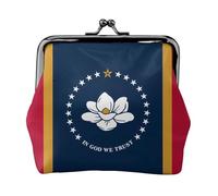Carteras pequeñas con la bandera del estado de Mississippi, carteras para mujer, monedero para mujer, cartera pequeña para mujer, bolsa de maquillaje pequeña para bolso, Black, Talla única,