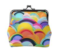 Carteras pequeñas con patrón de arco iris para mujer, carteras para mujer, monedero para mujer, cartera pequeña para mujer, con cremallera y cierre de beso, Negro -, Talla única, Art Deco