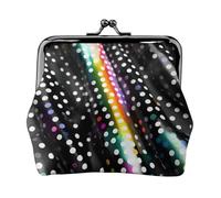 Carteras pequeñas con purpurina arcoíris y lunares en blanco y negro para mujer, carteras para mujer, monedero para mujer, cartera pequeña para mujer, con cremallera y cierre de beso, Negro -, Talla