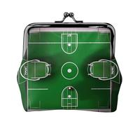 Carteras pequeñas de campo de fútbol verde para mujer, carteras para mujer, monedero para mujer, cartera pequeña para mujer, con cremallera y cierre de beso, Negro -, Talla única, Art Deco