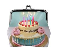 Carteras pequeñas de Happy Birthday Big Cake para mujer, carteras para mujer, monedero para mujer, cartera pequeña para mujer, con cremallera y cierre de beso, Negro -, Talla única, Art Deco