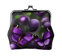 Carteras pequeñas de mariposa morada para mujer, carteras para mujer, monedero para mujer, cartera pequeña para mujer, con cremallera y cierre de beso, Negro -, Talla única, Art Deco