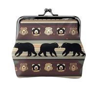 Carteras pequeñas de oso para mujer, carteras para mujer, monedero para mujer, cartera pequeña para mujer, con cremallera y cierre de beso, Negro -, Talla única, Art Deco