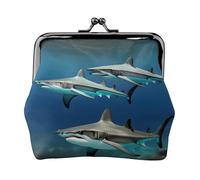 Carteras pequeñas de tiburón martillo para mujer, carteras para mujer, monedero para mujer, cartera pequeña para mujer, con cremallera y cierre de beso, Negro -, Talla única, Art Deco