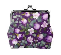 Carteras pequeñas florales de ciruela primaveral para mujer, carteras para mujer, monedero para mujer, cartera pequeña para mujer, con cremallera y cierre de beso, Negro -, Talla única, Art Deco