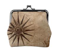 Carteras pequeñas náuticas de mapa de brújula para mujer, carteras para mujer, monedero para mujer, cartera pequeña para mujer, bolsa de maquillaje pequeña para bolso, Black, Talla única, Organizador