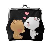 Carteras pequeñas para mujer, diseño de oso marrón con oso blanco, monedero para mujer, cartera pequeña para mujer, bolsa de maquillaje pequeña para bolso, Black, Talla única, Organizador de bolsas