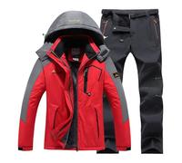 Carteras rígidas de esquí de invierno a prueba de viento con capucha chaqueta y pantalones adecuados para ropa de esquí casual al aire libre Vestidos elegantes de, Rojo Brick #4, XXXL