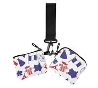 Carteras románticas para el día de San Valentín de París, color rojo y azul, para mujer, delgada, portátil, con cremallera, bolsillo con cremallera, 2 paquetes, Rojo Azul romántico París Día de San