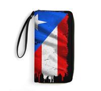 Carteras Tarjeteros Bandera De Puerto Rico Antigua Billetera Cartera Vintage Portamonedas Muchas Ranuras para Tarjetas Bolso Embrague para Damas, Niña, Profesor