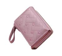 Carteras triples - Carteras de cuero de pliegues, tarjetero de pliegues, monedero de bolsillo multifunción para mujer con patrón de corazón bordado, tarjetero compacto para mujer con
