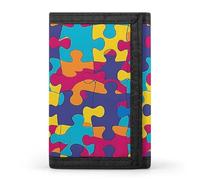Carteras triples con diseño de rompecabezas para concienciación sobre el autismo con tarjetero para dinero, 8 ranuras, llavero, ventana de fotos para hombres y mujeres, Estilo-2, Talla única, Para