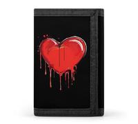 Carteras triples con forma de corazón llorando rojo con tarjetero para dinero, 8 ranuras, llavero, ventana para fotos para hombres y mujeres, Estilo 34, Talla única, Para todas las estaciones
