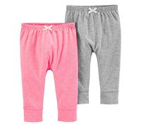 Carter's Baby Girls' 2 Pack Babysoft Pants- Pink Hearts/Grey