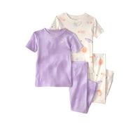 Carter's Conjunto de pijama de 4 piezas para niñas, de manga larga, corte ajustado, ropa de dormir de algodón suave y transpirable, cuello redondo, cómodo y esencial para el sueño diario, varios
