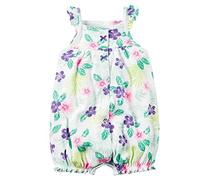 Carter's - Pelele de verano para niña, diseño de flores Multicolor, blanco y verde. 3 Meses