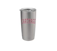 Carthage Illinois Souvenir College Style Rojo Texto Vaso térmico de acero inoxidable de doble pared