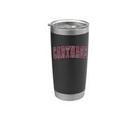 Carthage Illinois Souvenir College Style Rojo Texto Vaso térmico de acero inoxidable de doble pared