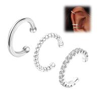 Cartílago pendiente de clip, 3 piezas pendientes oreja ajustables sin agujero para mujer hipoalergénicos