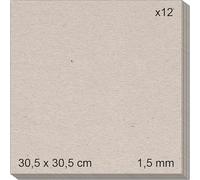 Cartón piedra gris contracolado (1,5 mm.) para manualidades, encuadernación, cartonaje y scrapbooking (12, 1,5mm - 12"x12")
