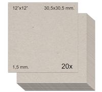 Cartón piedra gris contracolado (1,5 mm.) para manualidades, encuadernación, cartonaje y scrapbooking (20, 1,5mm - 12"x12")