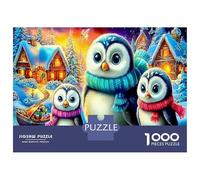 Cartón Resistente 1000 Piezas Festive Cozy Snow - Juego Educativo De Descompresión Christmas Penguin Family para Niños Principiantes & Genial Idea De Regalo 70x50cm/1000pcs