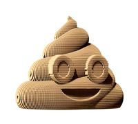 CARTONIC Caca Emoji Puzzle 3D de Cartón - Maqueta para Montar | 120 Piezas, 15 × 15 × 13 cm - Kit Escultura DIY para Pintar, Material Reciclado, Adolescentes y Adultos, Idea de Regalo