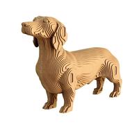 CARTONIC Dachshund Puzzle 3D de Cartón - 72 Piezas, 18 x 7 x 28 cm, Material Reciclado, Escultura DIY para Pintar, Idea de Regalo