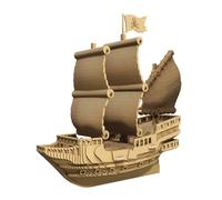 CARTONIC Puzle 3D de cartón de barco pirata - 232 piezas 26 × 22 × 10 cm, hecho de materiales reciclados, kit de bricolaje