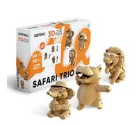 CARTONIC Safari Trio Carton 3D Puzzle Set - 3 modelos, 267 piezas, materiales reciclados, esculturas DIY