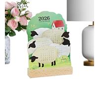 Cartoon Animal 2026 Desk Calendar, Sheep And Horse Daily Monthly Planner | Desktop Calendar 2026, Fun Colorful Design, Easy To Read Layout, For Home Offices School Dorm