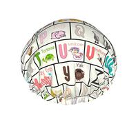 Cartoon Animal Alphabet Abc Gorros de baño para niños Gorro de pelo Gorros de ducha reutilizables Gorro de ducha suave y elástico para cabello largo Cabello corto Cabello rizado