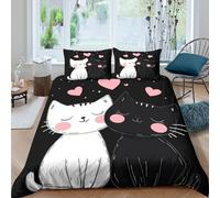 Cartoon animal couple Funda de Edredón Microfibra 3 Piezas Compuesto Impresión 3D Cierre de Dibujo Animado animal couple Funda Edredon Fundas de Almohada Antibacteriana for familia Double（200x200cm）